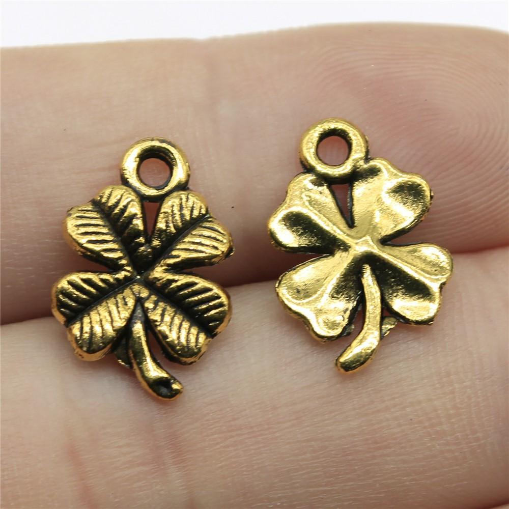 20pcs Clover Charms Tibetan Bronze Silver Color Pendants Antique Jewelry Making DIY Handmade Craft