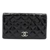 Chanel Matelasse Brilliant Purse A48691 Two-fold Long Wallet Black Enamel Women Used