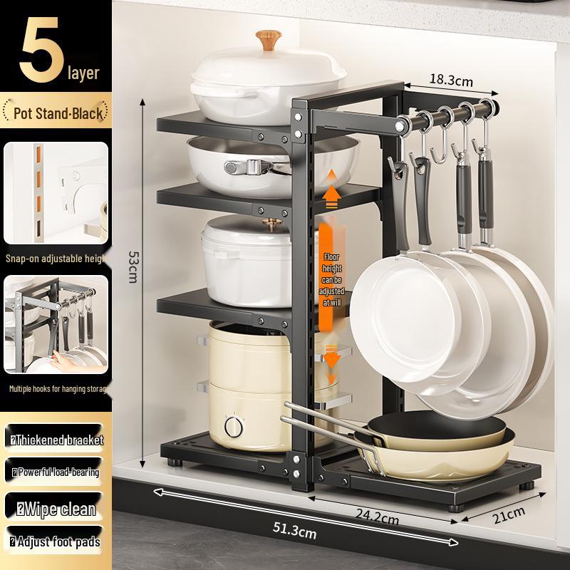 Layered Kitchen Storage Rack for Cookware & Utensils