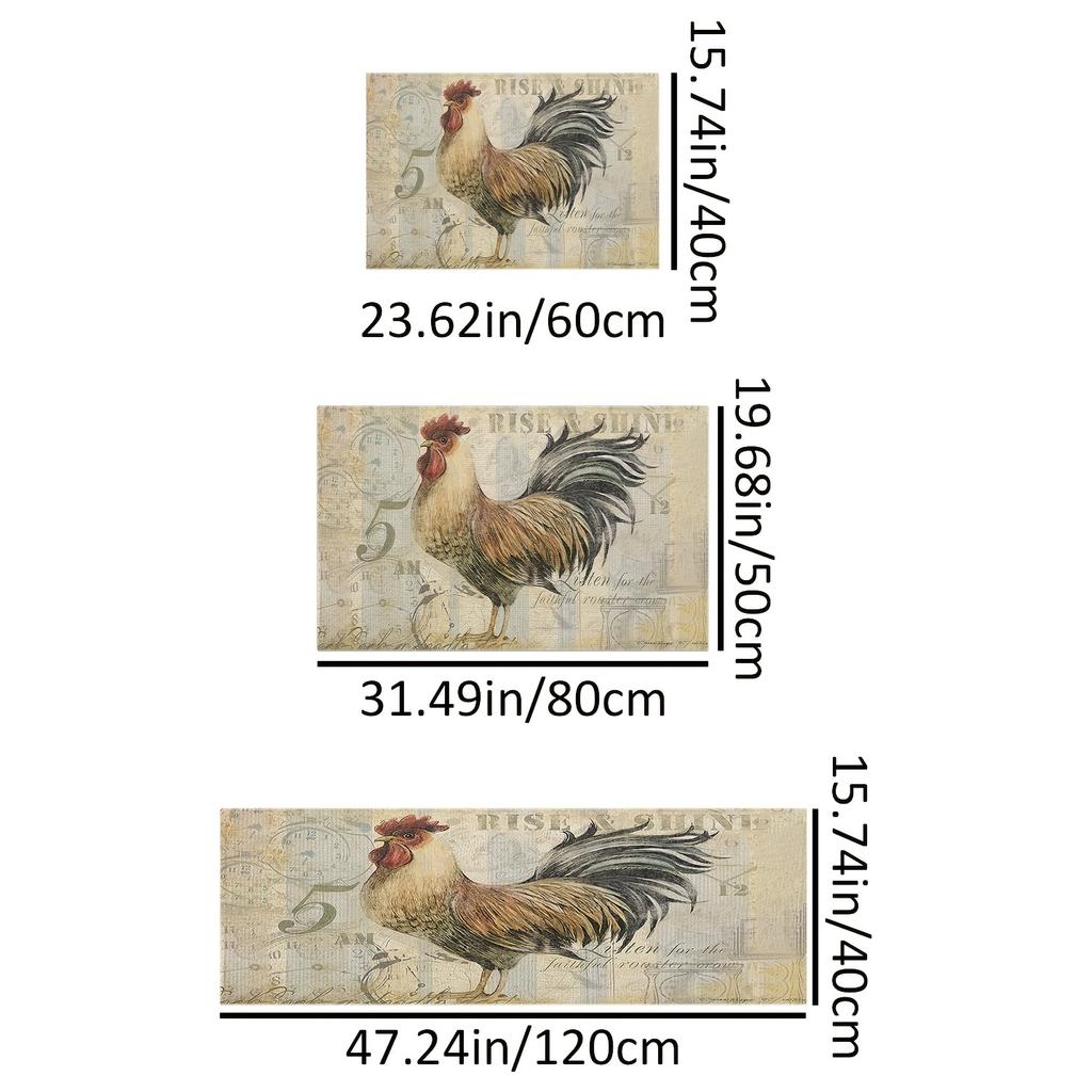 Rooster Soft Kitchen Rug Anti-Fatigue Kitchen Rug Waterproof Non-Slip Rugs Set Runner Rug Bedside Rug Absorbent Carpet For Kitchen