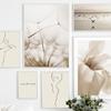 White Shell Beach Flower Dandelion Line Abstract Figure Art Canvas Painting Nordic Print Posters  Wall Pictures For Home Deocr