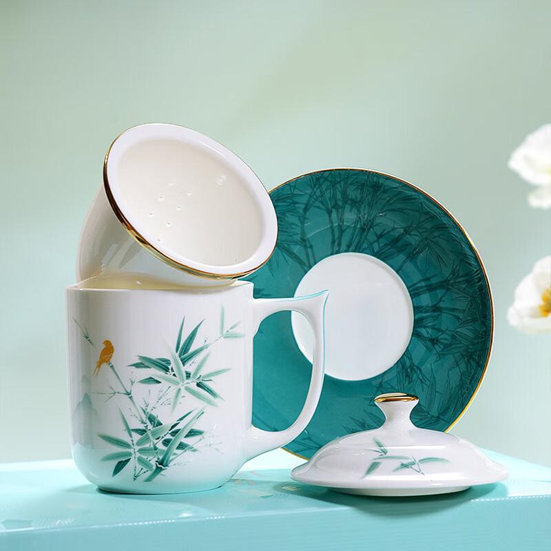 YUZUN Bone China Tea Cup Set with Infuser