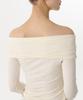 MUSINSA STANDARD WOMAN Women'S Tencel Turn Down Off-Shoulder Long Sleeve T-Shirt [Cream]