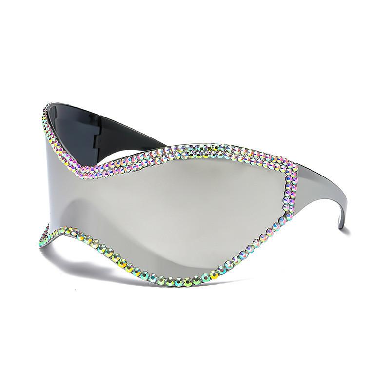 Geometric Frameless Sunglasses With Rhinestone Accents Chic And Elegant Eyewear StyleH