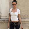 Women's spring and summer new fashion lace lace strap slim Spice Girls short-sleeved top T-shirt women