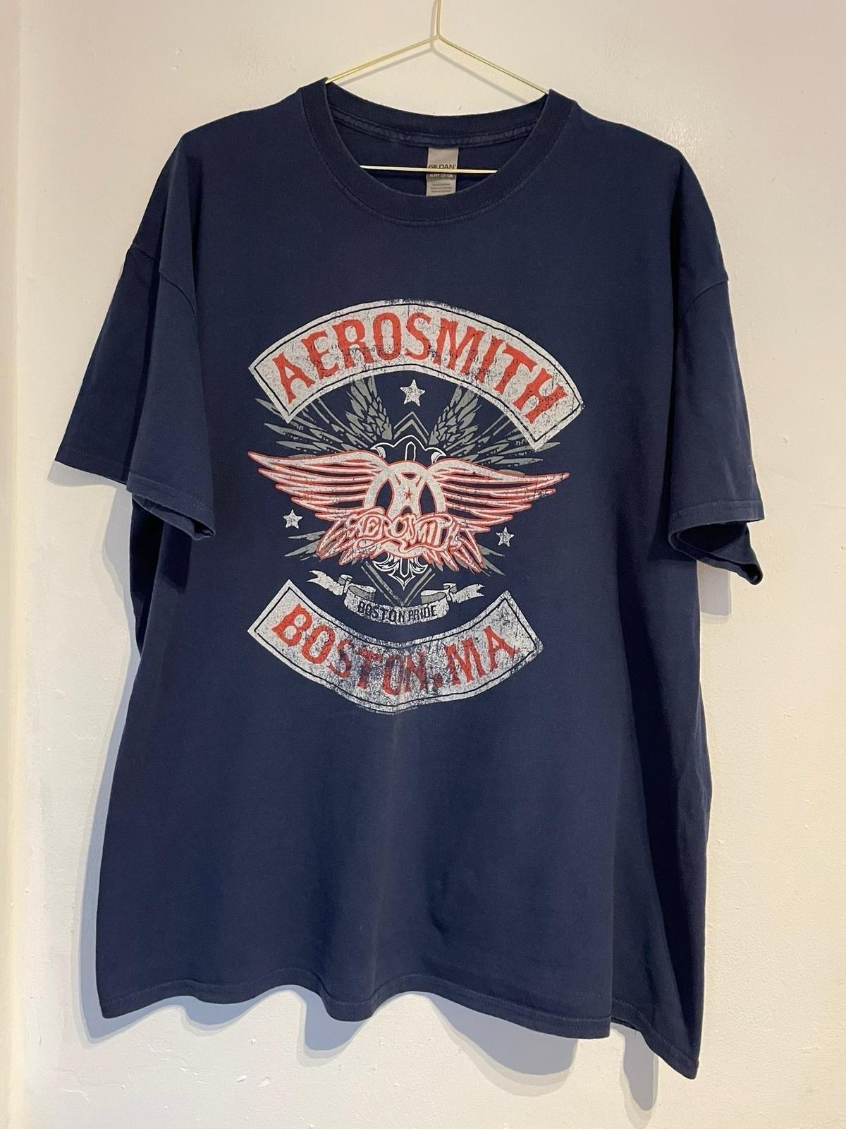 Aerosmith Shirt XL Boston Pride Denim Blue Rock Band Music Gig Festival Unisex T-Shirt M