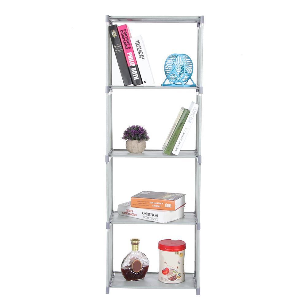 Multi Layer Standing Bookcase Bookshelf Storage Shelf Rack Home Organizer for Living Room BedroomGray Color