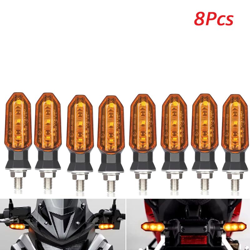 Motorcycle LED Turn Signal Lights 8mm Mini Flashing Light For Honda CBR500R CBR650F CB500X CRF250L MSX125 12V Moto Indicator