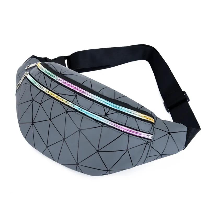 WTEMPO Мужские и женские поясные сумки Мужская и женская красочная поясная сумка Геометрические поясные сумки Лазерная нагрудная сумка для телефона 33*16*8cm