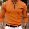 Frühlingsmode Reißverschluss Design Poloshirts 2025 Lässig Einfarbige O-Ausschnitt T-Shirts Pullover Mode Herrenbekleidung Langarm