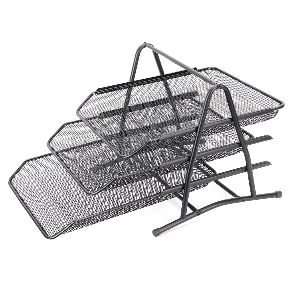 Document Basket Three Layers Reticulated Desktop Organizer for Store  Size Paper Folders Stationer