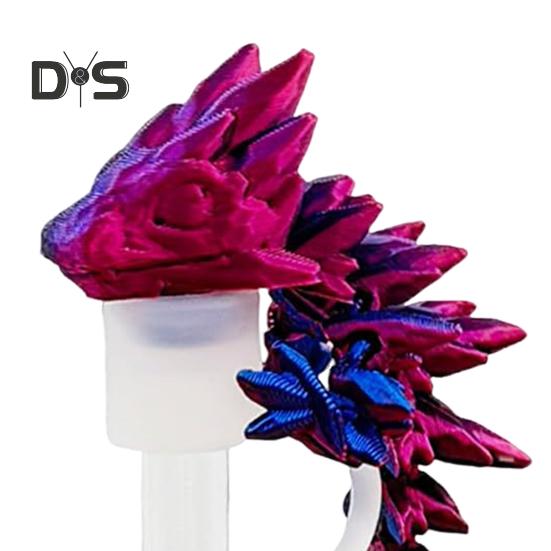 3D Dragon Straw Cover Dust-Proof Protector for 30/40oz Cup Reusable Straw Topper Novelty Cup Accessories