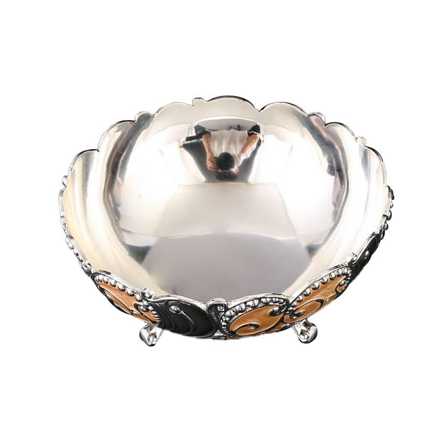 

European Style Metal Fruit Bowl Snack Party Serving Dish Bowls for Candy Nut Storage Kitchen Home Decor серебряный