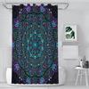 Vibrant Neon Mandala Shower Curtain Black Background Psychedelic Floral Pattern Polyester Bathroom Decor