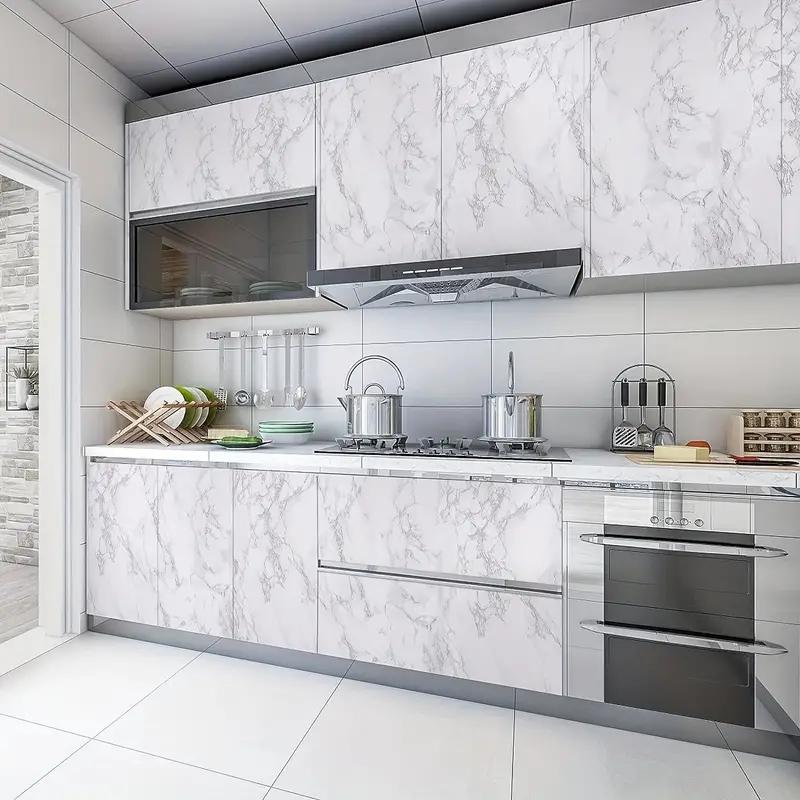 Marble Effect Vinyl Wallpaper - Self-Adhesive, Removable, Glossy Finish, Texturizing Pattern, Random Match, Peel and Stick Count