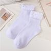 Lotus leaf lace socks women's cotton tube socks spring and autumn fungus edge lolita black and white college style princess short tube socks