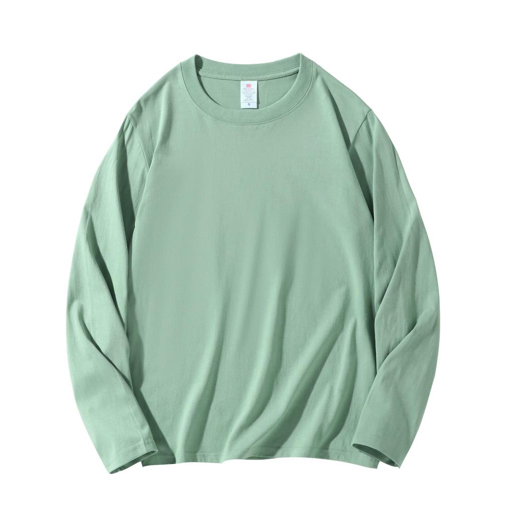 220g Heavyweight Pure Cotton Unisex Long Sleeve T-shirt - Loose Fit Solid Color Casual Sweatshirt