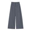 Womens High-Waisted Wide-Leg Trousers Long Length Straight Cut Casual Office Pants