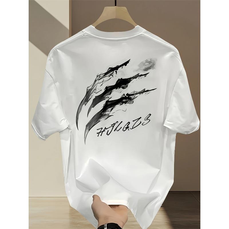 Men'S Summer Heavy Short-Sleeve T-Shirt with Trendy Prints, Versatile Korean And Japanese Style