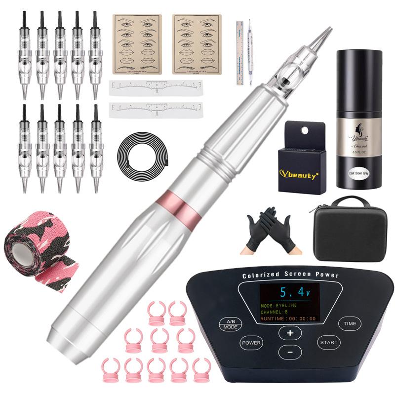 

Ybeauty Набір для вишивання татуажу брів Багатофункціональна панель керування Джерело живлення Повний набір для татуажу брів Комбінований пакет срібний