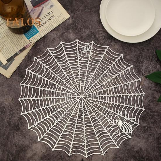 Halloween Table Place Mat Creative Plastic Spider Web Place Mat Waterproof Oil Proof Heat Insulation Bowl Mat Reusable Anti Scald Pad Kitchen Supplies