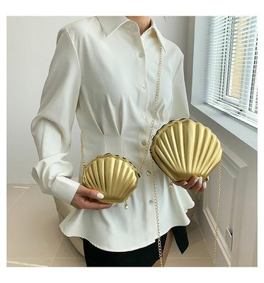 Geantă simplă tip scoică 2025 nouă modă feminină ins textură tendință lanț crossbody geantă mică piele lăcuită scoici