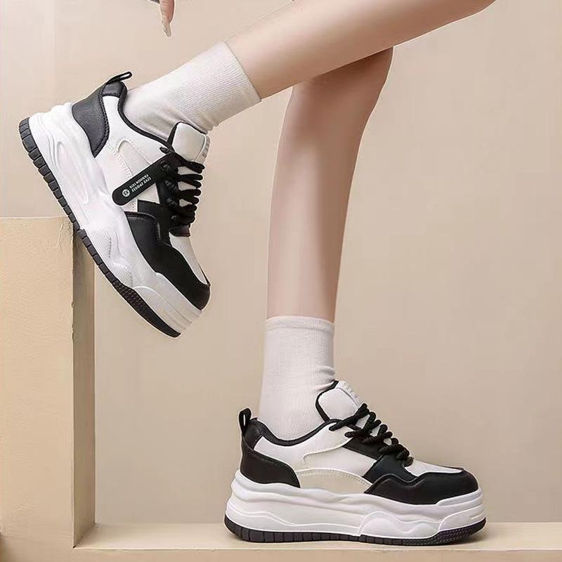 White Hight Increasing Board Shoes All-Matching Casual Sports All-Matching Dad Shoes Women's Spring Thick-Soled White Shoes for Students