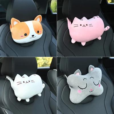 1 pár Kreslený Roztomilý Kočka Autosedačka Opěrka Hlavy Plyšová Podložka Bezpečnostní Polštář Kreativní Corgi Autopříslušenství Polštářek na Krk Kawaii Autopříslušenství Interiér