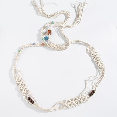 Boho Style Resin Beads Knotted Belt Ethnic Style Hand-made Beaded Women's Fashionable Skirt Waist Rope