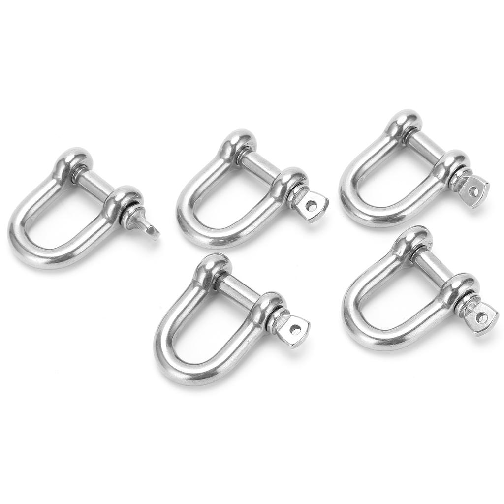 5PCS D Shackle with Screw Pin Stainless Steel 304 Heavy Duty for Chains Wirerope Lifting