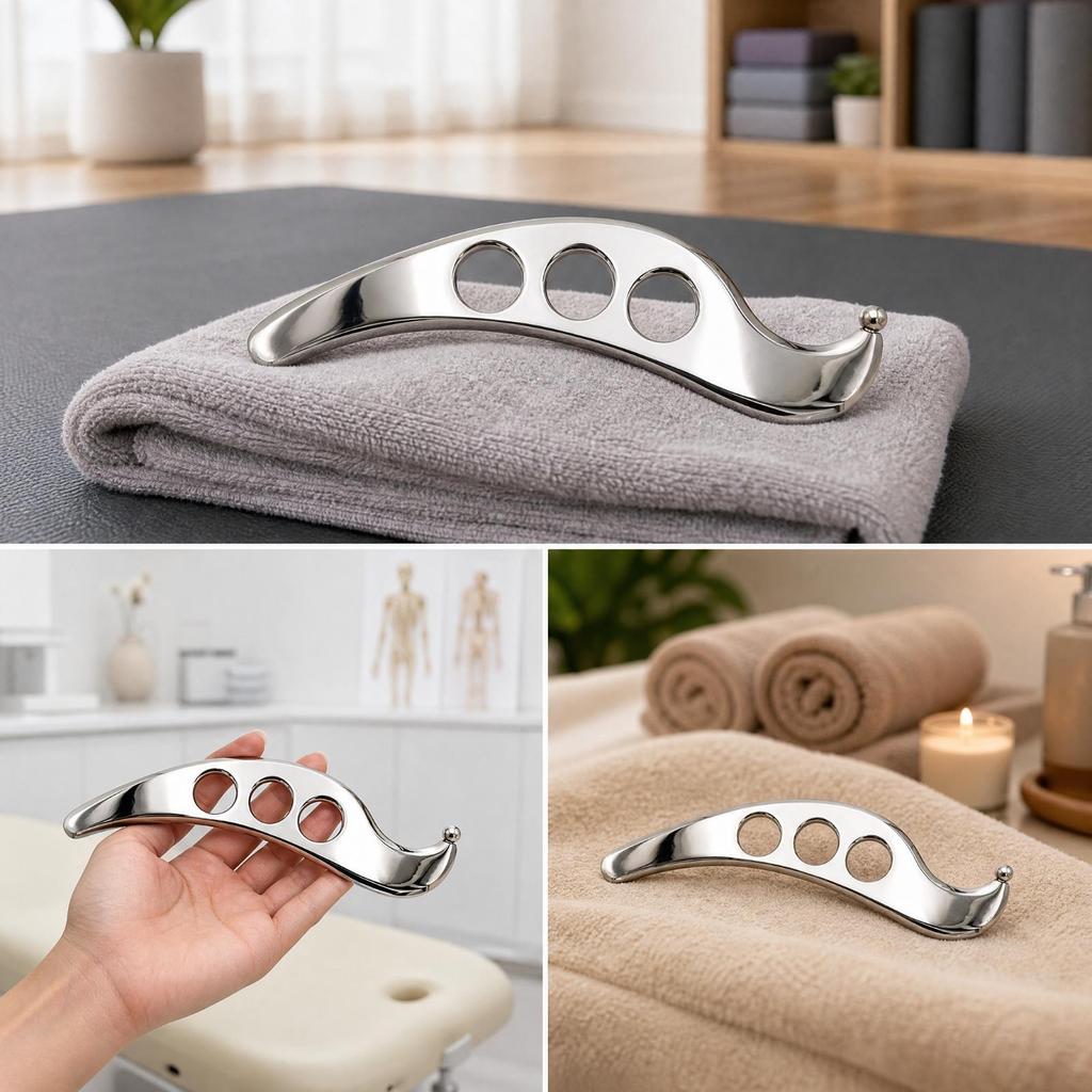 Gua Sha Massage Tool with Finger Holes Smooth Polished Muscle