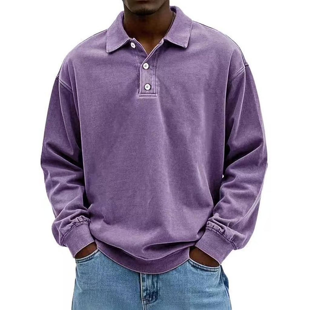 Men's  Business  Leisure  Versatile  Long Sleeves  Flip Collar  Pullover  Shirt