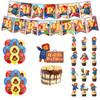 Party Bear Birthday Decor Set Banner Cake Toppers Balloons Pull Flag