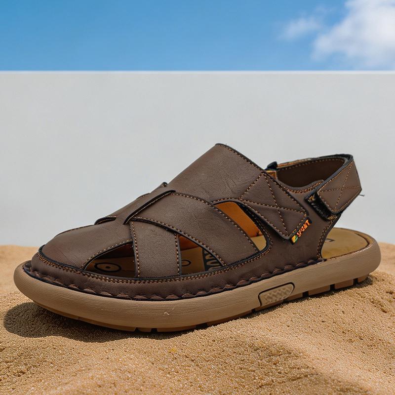 

Men Sandals Breathe Hollow Leather Toe Bag Odor Proof New Soft Bottom Anti Slip Wear-resistant Outdoor Beach Shoes for Teen 47