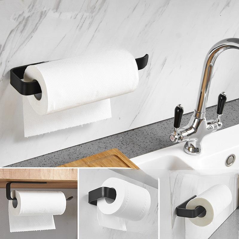 Self-Adhesive Plastic Paper Towel Holder for Kitchen & Bathroom - No Drill, Wall-Mounted Towel Rack , Ideal for Hand Towels, Bathroom Decor