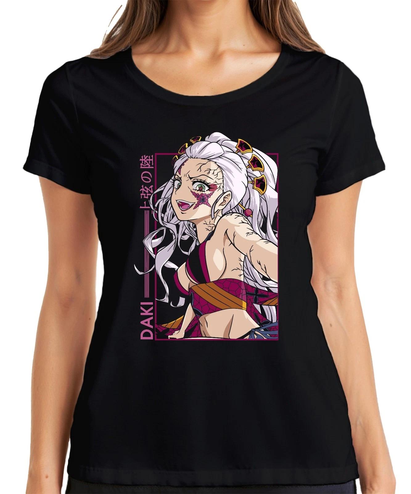 Daki Kimetsu no Yaiba Anime weisse Haare Rissige Haut Otaku Damen T-Shirt XXXXL