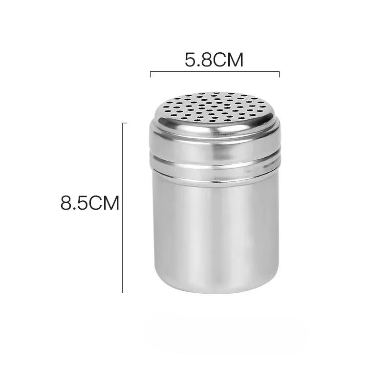 Stainless Steel Seasoning Jar Salt Sugar Shaker with Rotating Cover Condiment Spice Pepper Powder Bottle Container Kitchen Tool