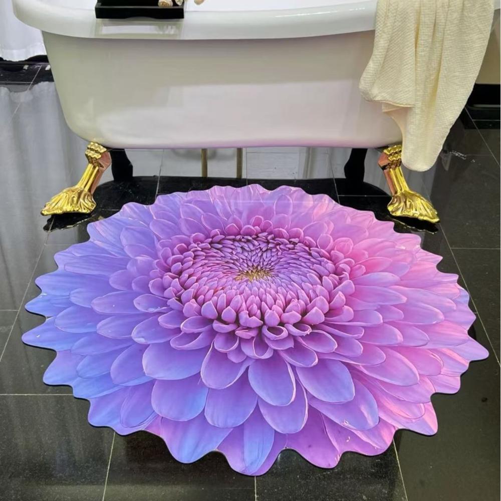 

3D ковер специальной формы с цветком хризантема дренажный коврик креативное одеяло для гостиной спальни 40*40cm фиолетовый