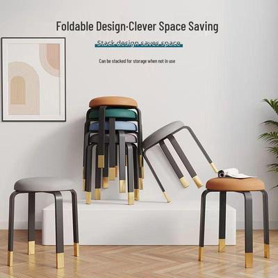 Round Soft Sponge Stool for Dining or Living Room - Stackable and Compact