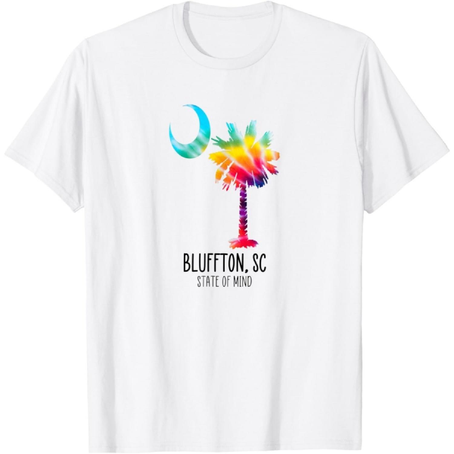 

Bluffton South Carolina Palm Moon State of Mind Gift T-Shirt XXXXXL білий