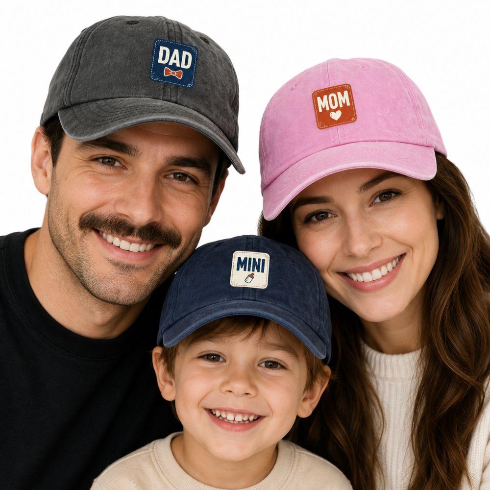 Distressed DAD MOM MINI Baseball Cap Parent-child Couple Cap  For Man Women