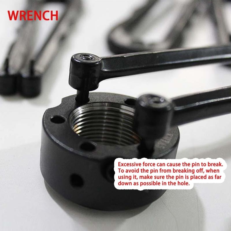 Adjustable Double-Pin Spanner Wrench with 180mm Opening Tool Steel Construction for Installing and Removing Round Nut Holed Locking Nut