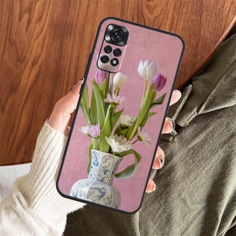 Tulips Flower Spring Case For Xiaomi Redmi Note 14 Pro 13 12 11 10 15 Pro Plus Redmi 15 C 13 10C 12C 14C 13C Cover