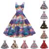Women's Fashion Casual Christmas Print Sexy Off-the-shoulder Punk Retro Dress