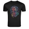 Camiseta Gráfica com Máscara de Caveira Japonesa Arte Samurai Escura Tee