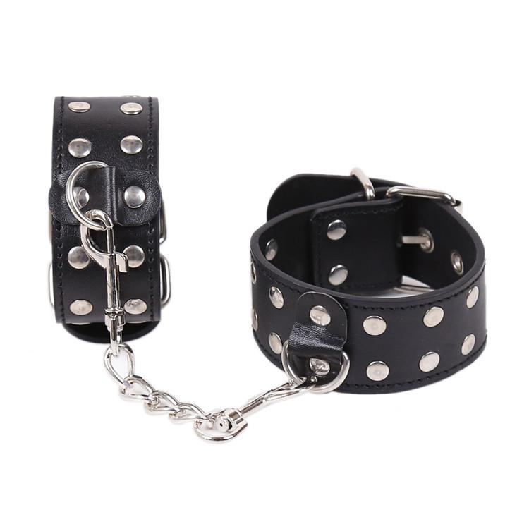 Manyjoy Menottes Ajustables en Cuir PU Verrouillables Contraintes Sexy Bondage Menottes de Cheville Contraintes Jouet Sexuel Érotique pour Couples