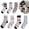 Winter Gift for Women Thickened Coral Fleece Socks Men, Thermal Striped Mid-calf Socks, Soft Casual Fuzzy Crew Winter, Cold Weather Warm Home Floor