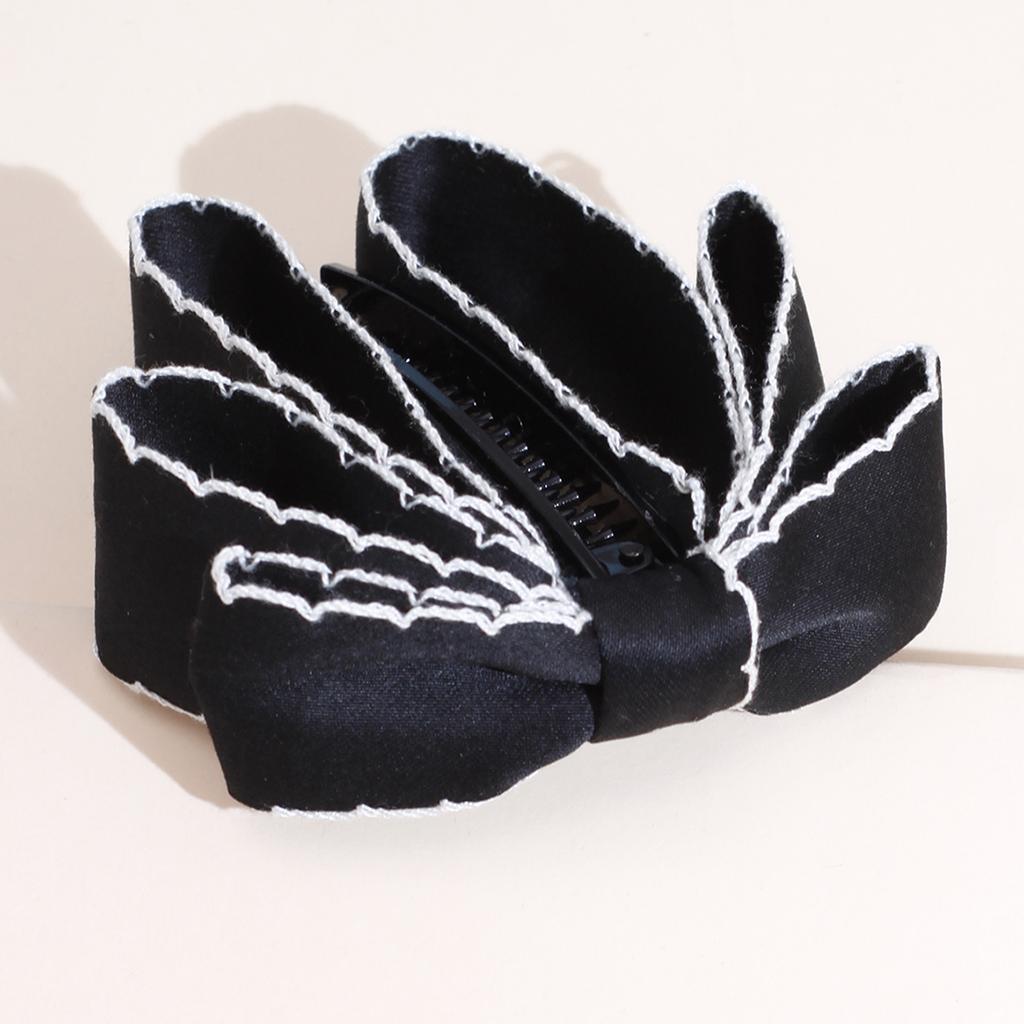 Lystrfac Neue Einfarbige Mode Stoff Schleife Bananen Haarspangen Haarnadel für Frauen Hinterkopf Pferdeschwanz Kopfschmuck Haaraccessoires