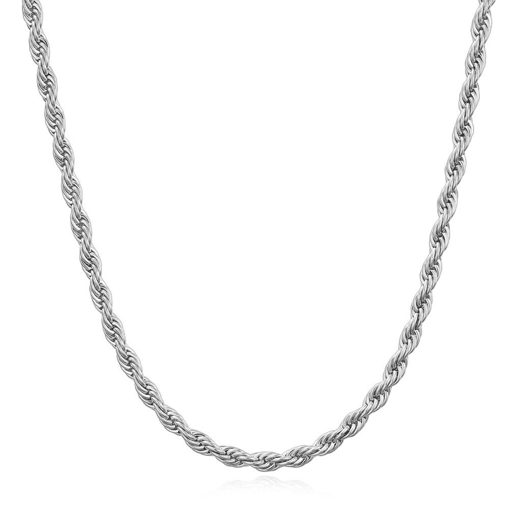 Two-Tone Twist Rope Chain Necklace, Stainless Steel Unisex Men s Link 2mm 45cm