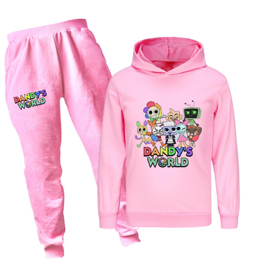 5407 Multi-color Kids Boys Girls Dandy World Printed Hoodies Trousers Clothes Set